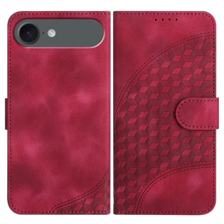 For iPhone Air YX0060 Elephant Head Embossed Phone Leather Case with Lanyard(Rose Red)