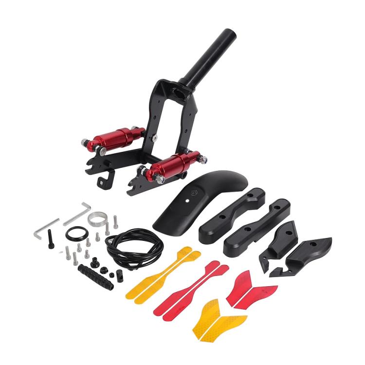 For Ninebot Max G30 Electric Scooter Conversion Front Shock Absorber Aluminum Clad Front Suspension Fork With Fenders(Red)