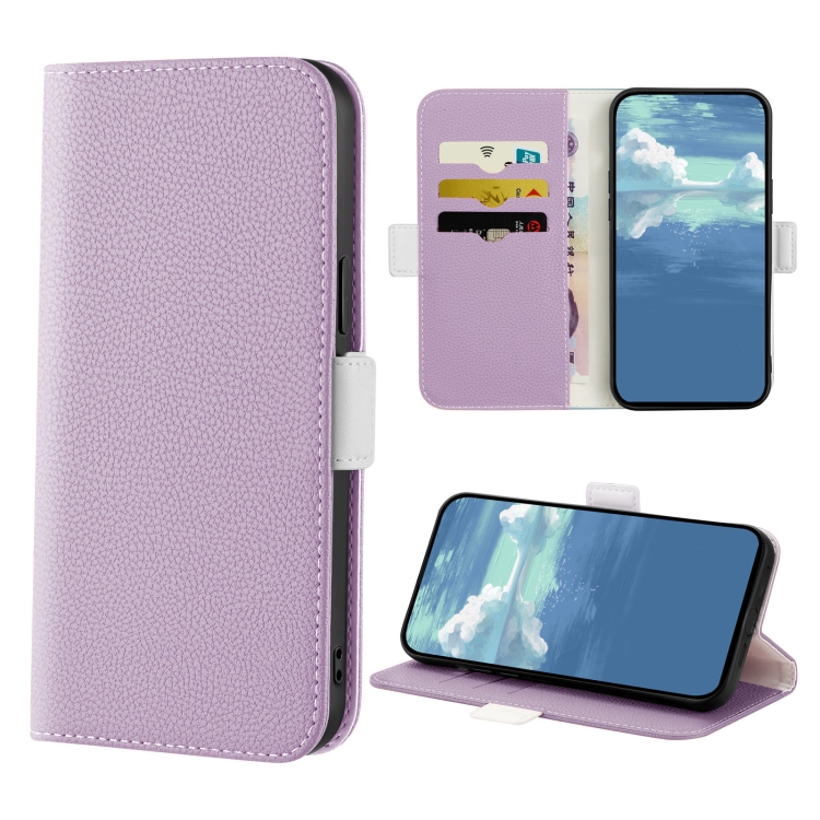 For Samsung Galaxy A52 5G / 4G Candy Color Litchi Texture Leather Phone Case(Light Purple)