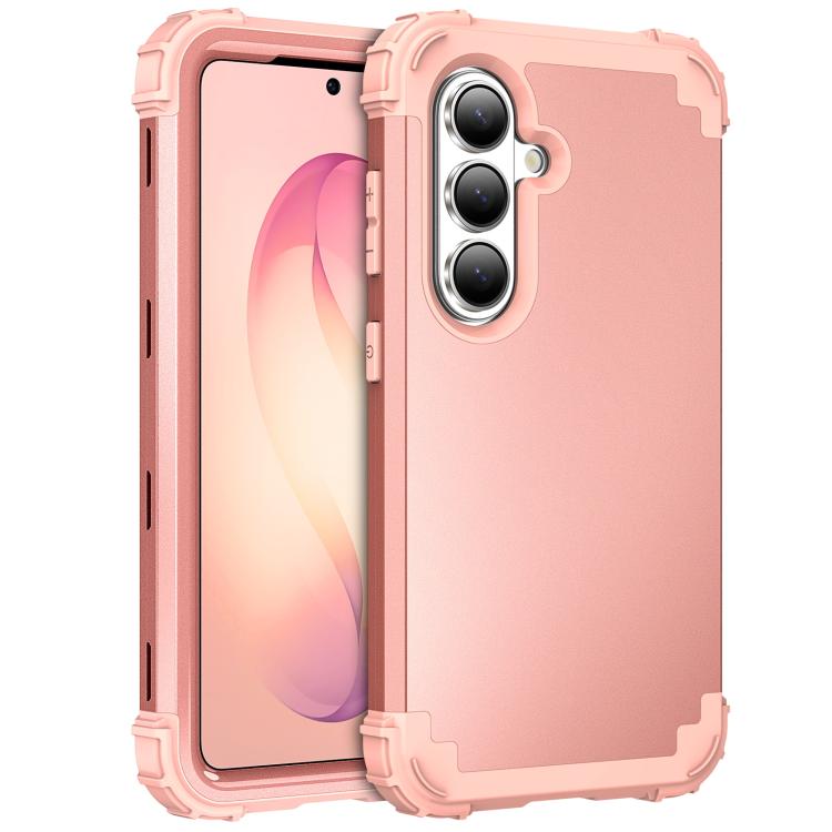 For Samsung Galaxy S26 5G 3 in 1 Silicone Hybrid PC Shockproof Phone Case(Rose Gold)