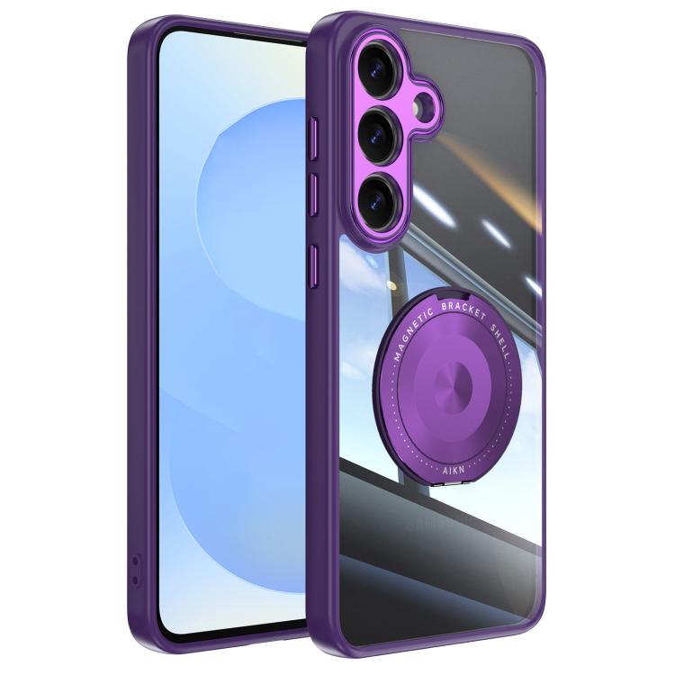 For Samsung Galaxy S26 5G 360 Holder MagSafe Acrylic Hybrid TPU Phone Case(Purple)