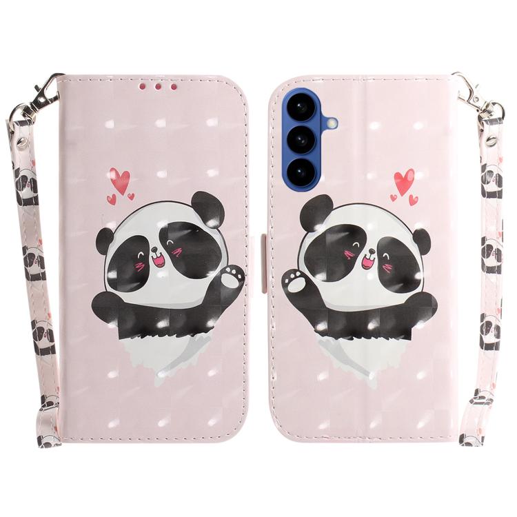 For Samsung Galaxy S26 5G 3D Colored Flip Leather Phone Case(Heart Panda)