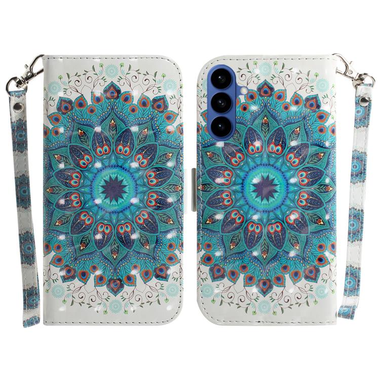 For Samsung Galaxy S26 5G 3D Colored Flip Leather Phone Case(Peacock Wreath)