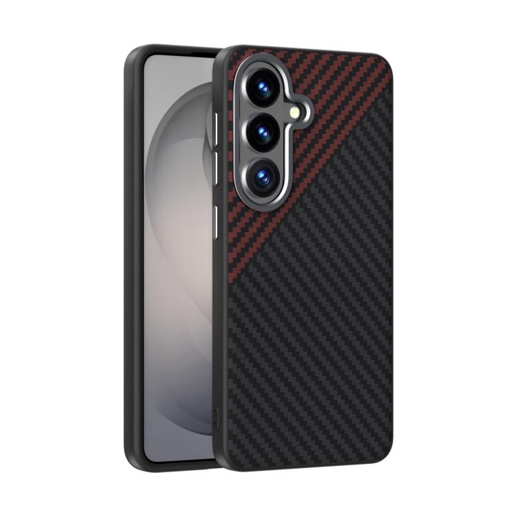 For Samsung Galaxy S26 5G ABEEL C Carbon Fiber Series 6D Micro Relief MagSafe Phone Case(Black Red)