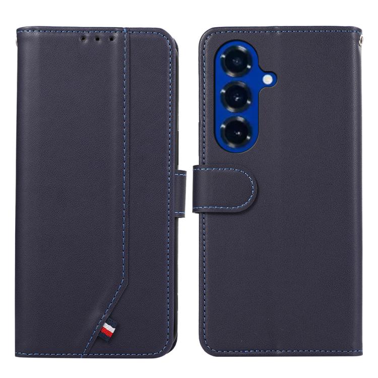 For Samsung Galaxy S26 5G ABEEL Delicate Texture Splicing RFID Leather Phone Case(Blue)