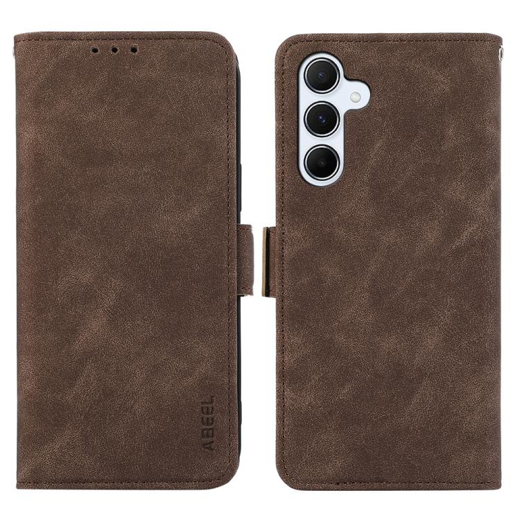 For Samsung Galaxy S26 5G ABEEL Frosted Magnetic RFID Leather Phone Case(Brown)