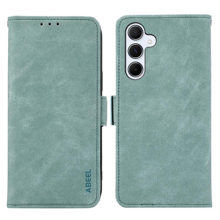 For Samsung Galaxy S26 5G ABEEL Frosted Magnetic RFID Leather Phone Case(Cyan)