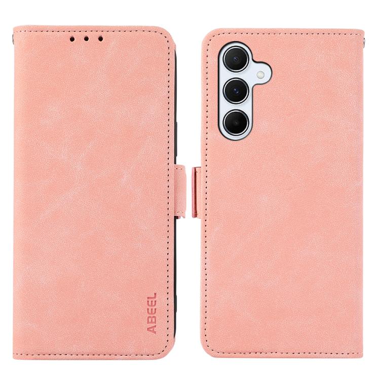 For Samsung Galaxy S26 5G ABEEL Frosted Magnetic RFID Leather Phone Case(Pink)