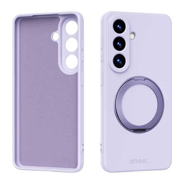 For Samsung Galaxy S26 5G ABEEL Skin-friendly Feel Magnetic Liquid Silicone Phone Case with Holder(Lilac Purple)