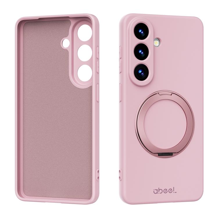 For Samsung Galaxy S26 5G ABEEL Skin-friendly Feel Magnetic Liquid Silicone Phone Case with Holder(Pink)