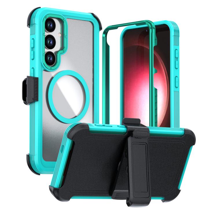 For Samsung Galaxy S26 5G Acrylic Full Coverage Magnetic Phone Case with Back Clip(Navy Blue)
