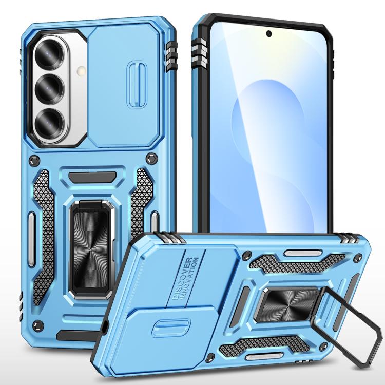 For Samsung Galaxy S26 5G Armor PC Hybrid TPU Camera Shield Phone Case(Light Blue)