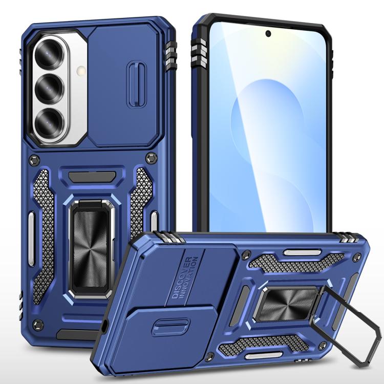 For Samsung Galaxy S26 5G Armor PC Hybrid TPU Camera Shield Phone Case(Navy Blue)
