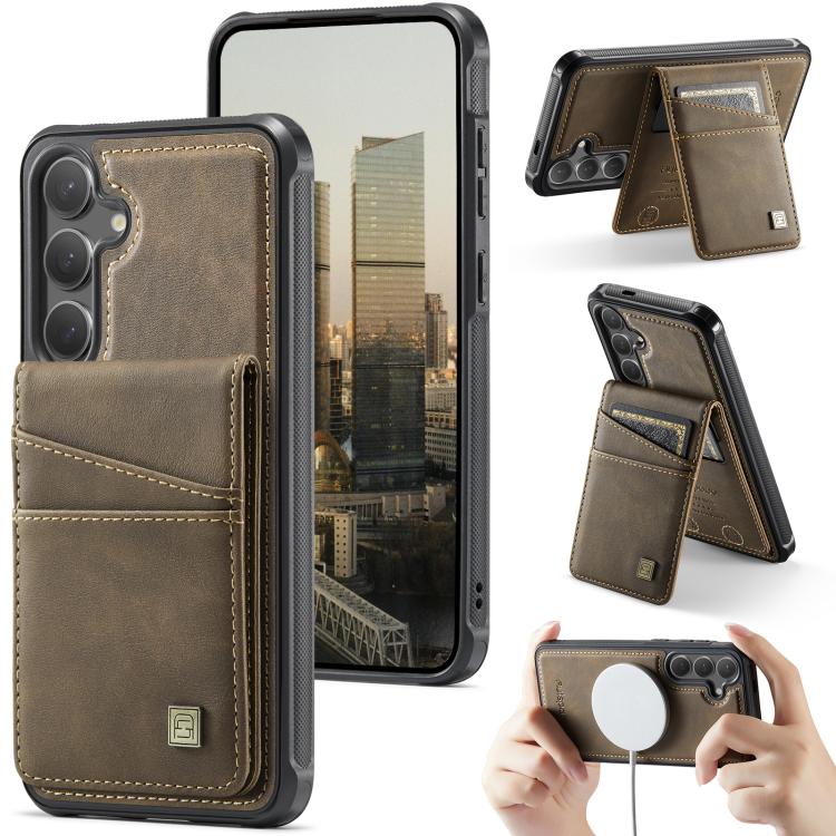 For Samsung Galaxy S26 5G AutSpace A12 MagSafe Magnetic RFID Card Bag Phone Case(Coffee)
