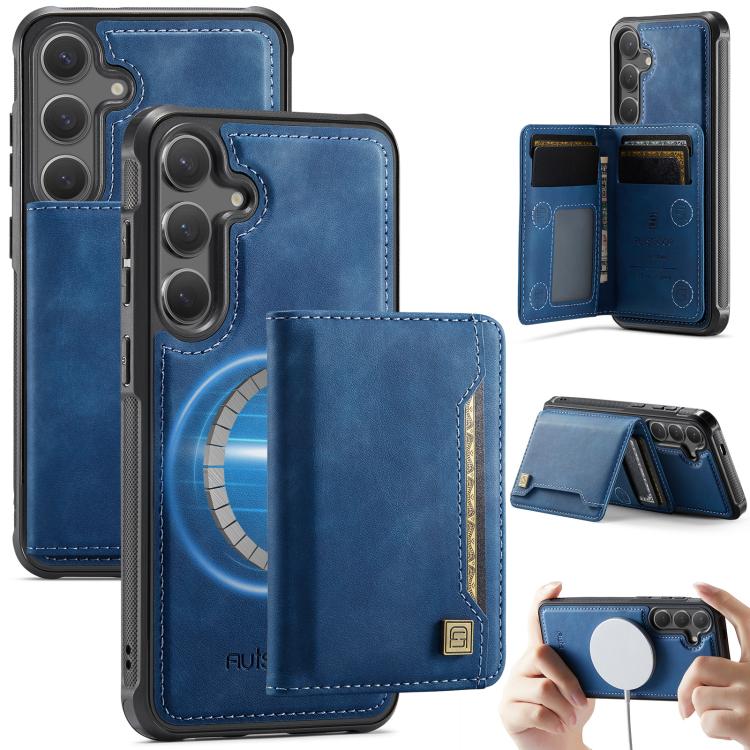 For Samsung Galaxy S26 5G AutSpace A13 MagSafe Magnetic RFID Flip Card Bag Phone Case(Blue)