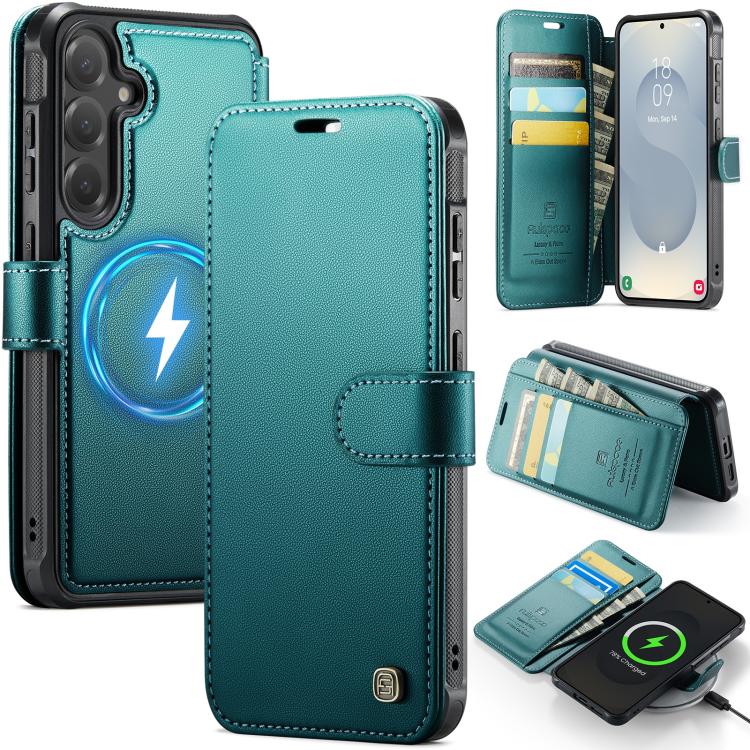 For Samsung Galaxy S26 5G AutSpace A15 Retro Magnetic Clasp Vegan Leather Phone Case(Green)