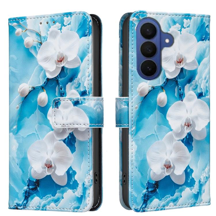 For Samsung Galaxy S26 5G BF42 Color Painting Leather Phone Case(Blue Flower)