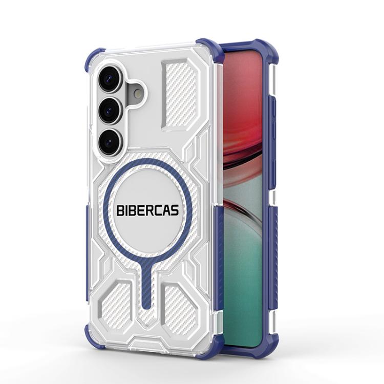 For Samsung Galaxy S26 5G BIBERCAS Transparent Color Series MagSafe Air Bag Shockproof Phone Case(Blue)