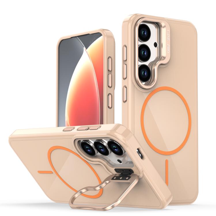 For Samsung Galaxy S26 5G Bright Color Imitation Camera Bracket Magsafe Phone Case(Desert Titanium)
