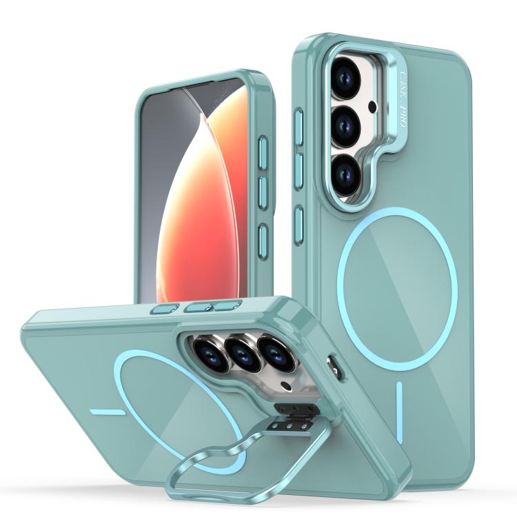 For Samsung Galaxy S26 5G Bright Color Imitation Camera Bracket Magsafe Phone Case(Riptide Blue)