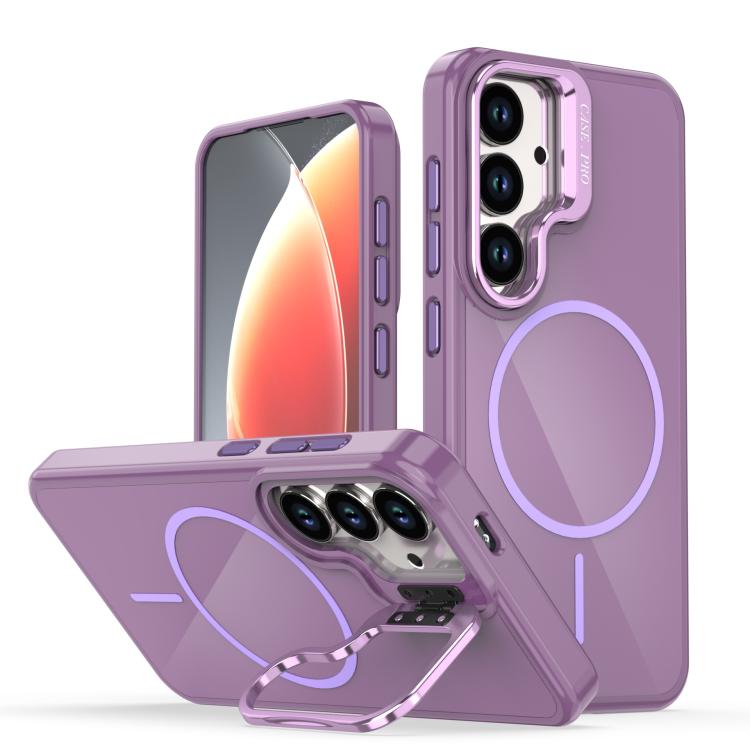 For Samsung Galaxy S26 5G Bright Color Imitation Camera Bracket Magsafe Phone Case(Sunset Purple)