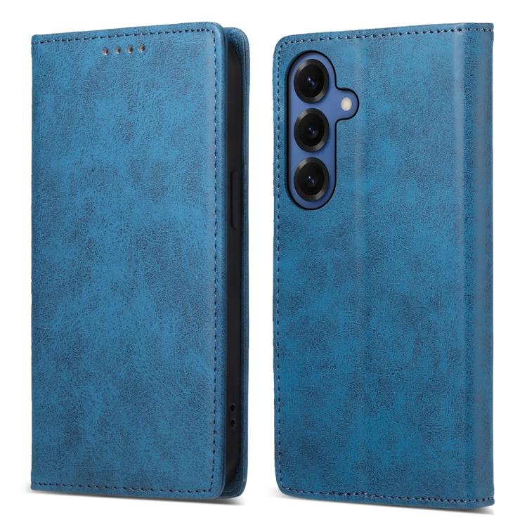 For Samsung Galaxy S26 5G Business Solid Color Magnetic RFID Leather Phone Case(Blue)