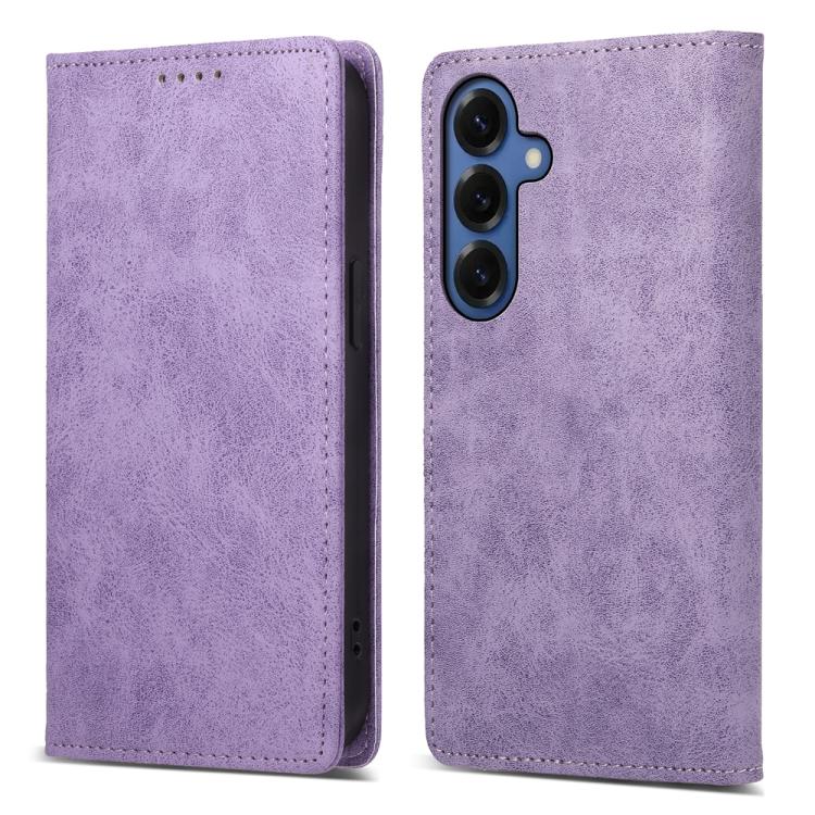 For Samsung Galaxy S26 5G Business Solid Color Magnetic RFID Leather Phone Case(Purple)