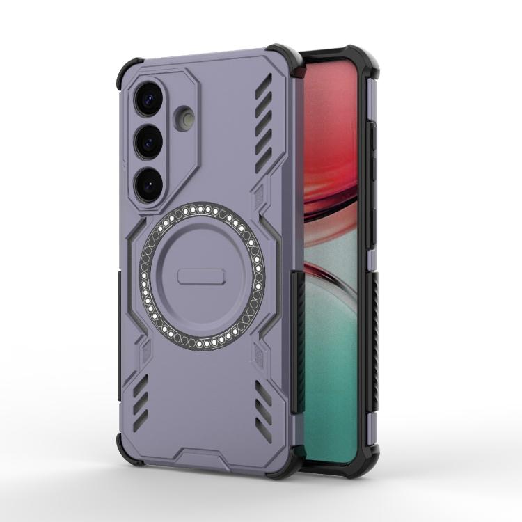 For Samsung Galaxy S26 5G Butterfly Armor MagSafe Magnetic Ring Shockproof Phone Case(Purple)