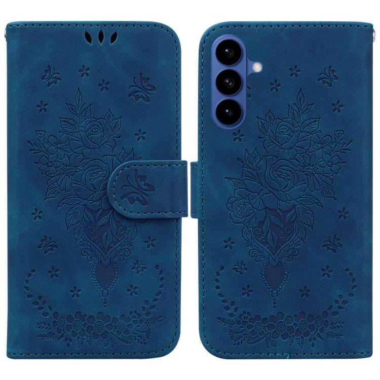 For Samsung Galaxy S26 5G Butterfly Rose Embossed Leather Phone Case(Blue)