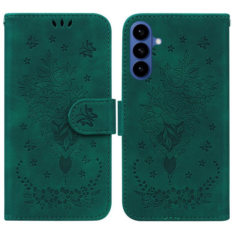 For Samsung Galaxy S26 5G Butterfly Rose Embossed Leather Phone Case(Green)