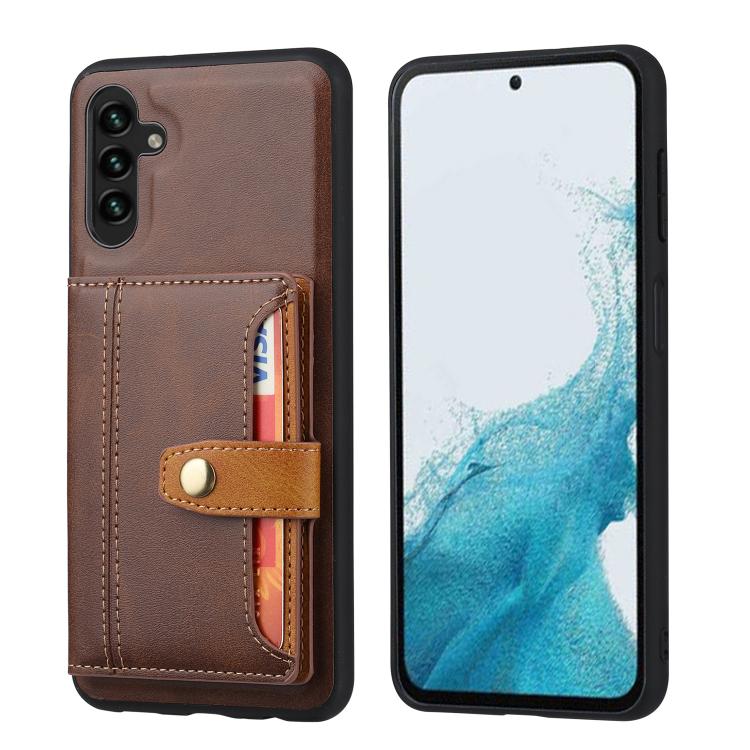 For Samsung Galaxy S26 5G Calfskin Card Slot TPU Hybrid PU Phone Case(Brown)