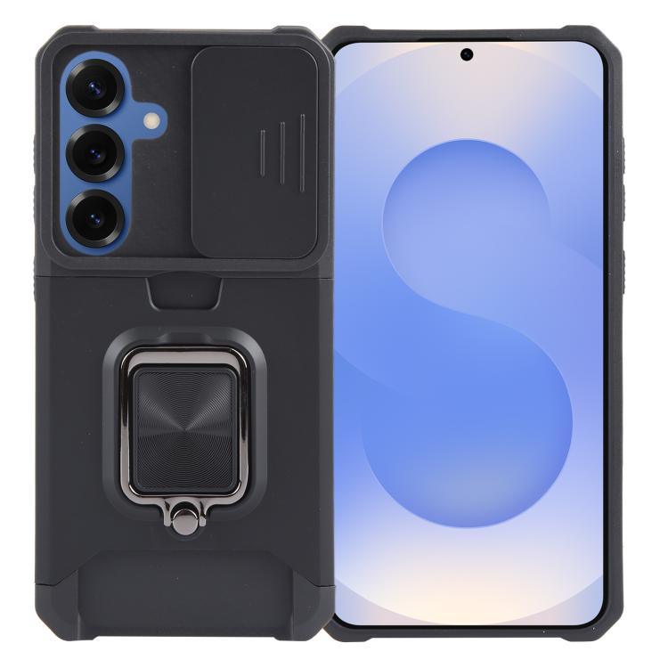 For Samsung Galaxy S26 5G Camera Shield Card Slot PC+TPU Phone Case(Black)
