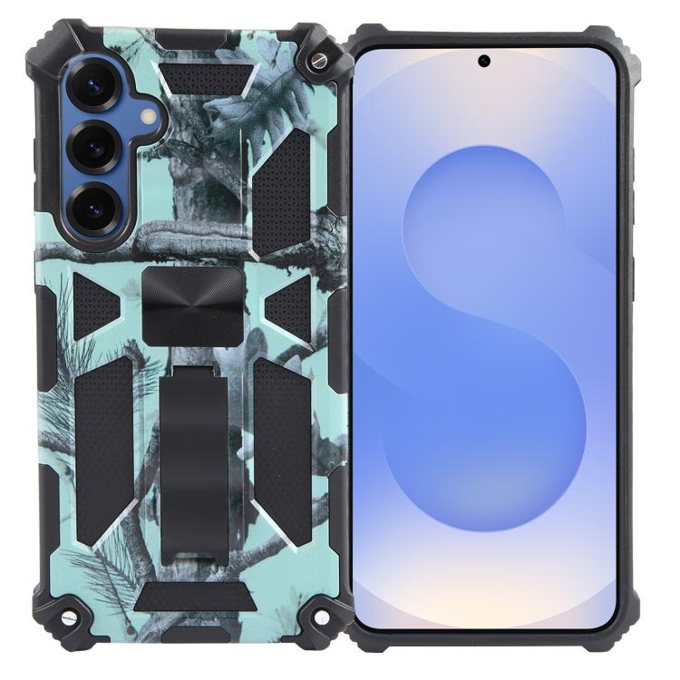 For Samsung Galaxy S26 5G Camouflage Armor Kickstand TPU + PC Magnetic Phone Case(Mint Green)