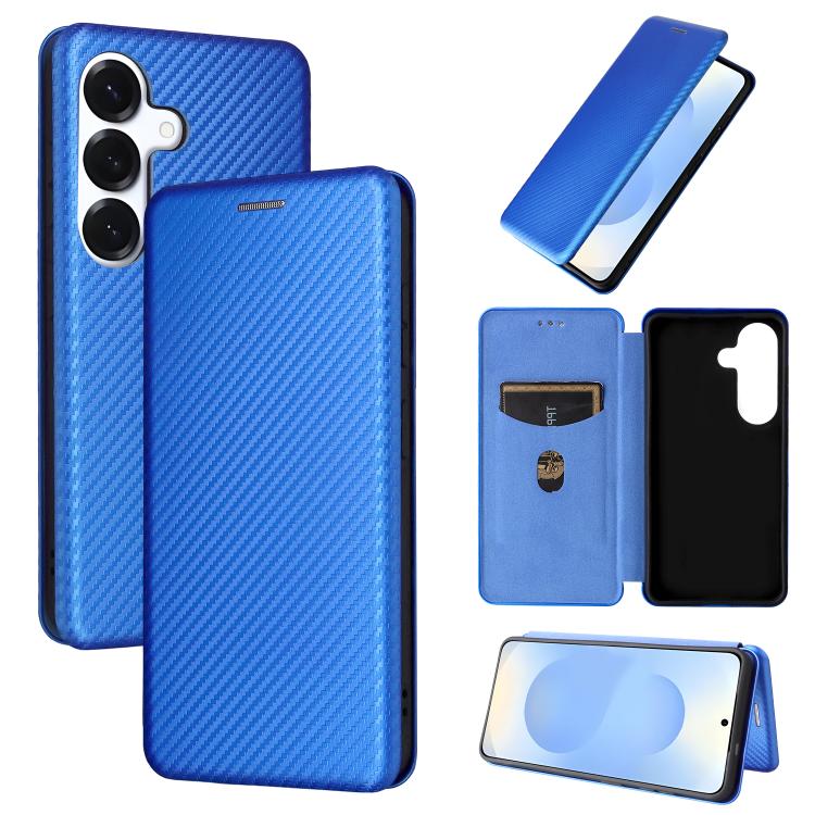 For Samsung Galaxy S26 5G Carbon Fiber Texture Flip Leather Phone Case(Blue)