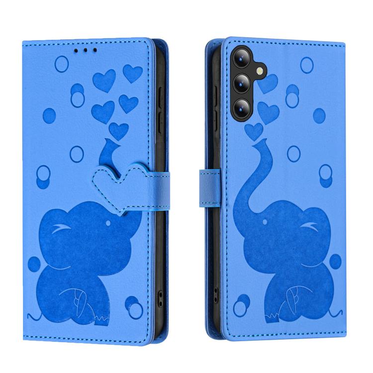 For Samsung Galaxy S26 5G Cartoon Elephant Embossed Leather Phone Case(Blue)