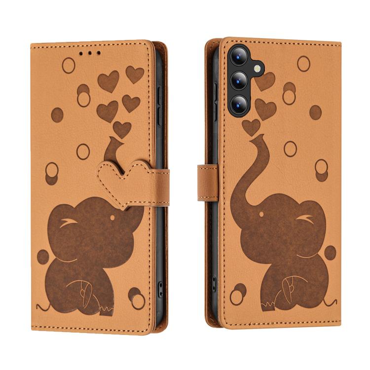 For Samsung Galaxy S26 5G Cartoon Elephant Embossed Leather Phone Case(Yellow)