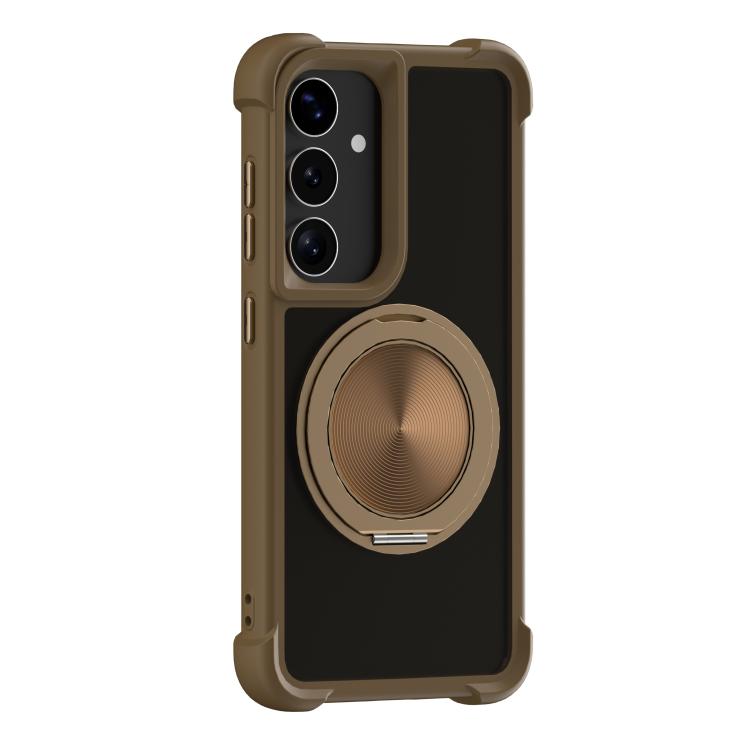 For Samsung Galaxy S26 5G CD Texture 360 Degree Rotating Holder MagSafe Phone Case(Gold)