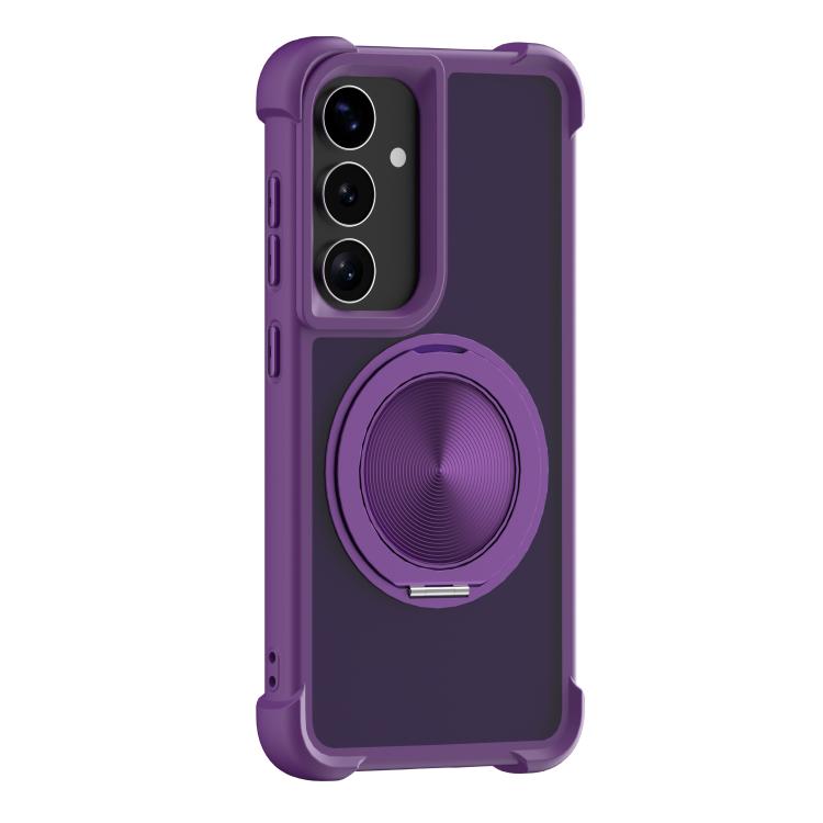 For Samsung Galaxy S26 5G CD Texture 360 Degree Rotating Holder MagSafe Phone Case(Purple)