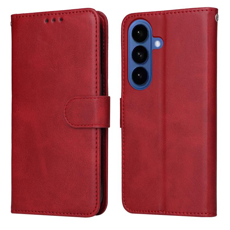For Samsung Galaxy S26 5G Classic Calf Texture Flip Leather Phone Case(Red)