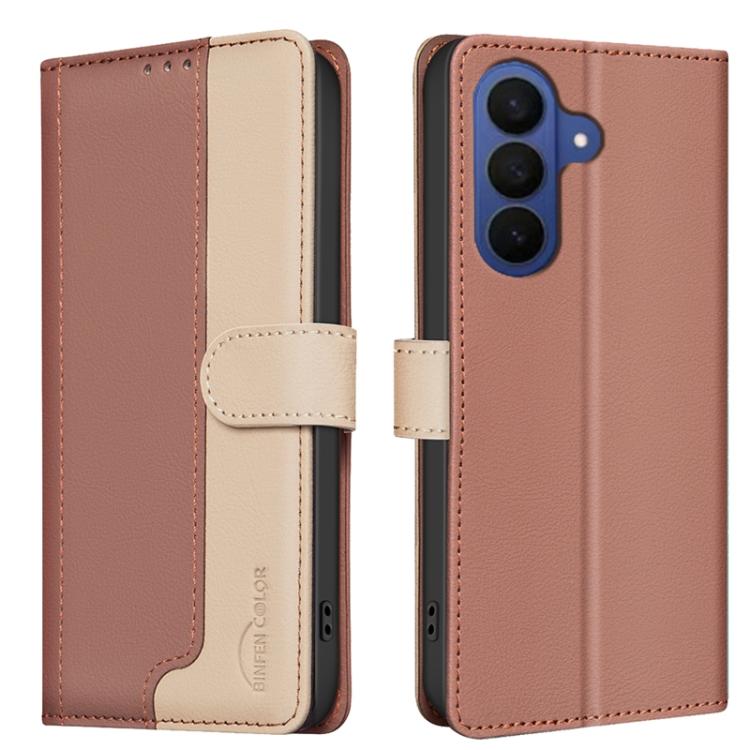For Samsung Galaxy S26 5G Color Matching RFID Anti-theft Leather Phone Case(Brown)