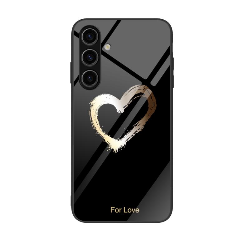 For Samsung Galaxy S26 5G Colorful Painted Glass Phone Case(Black Love)