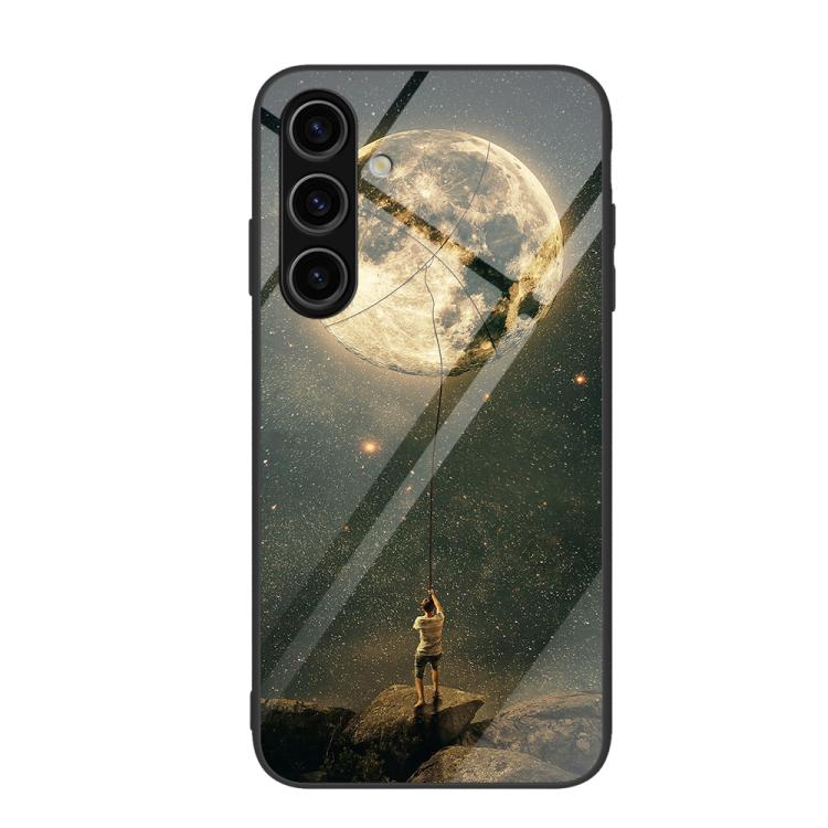 For Samsung Galaxy S26 5G Colorful Painted Glass Phone Case(Moon)