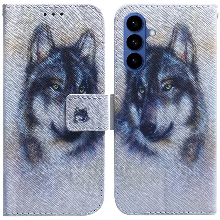 For Samsung Galaxy S26 5G Coloured Drawing Flip Leather Phone Case(White Wolf)