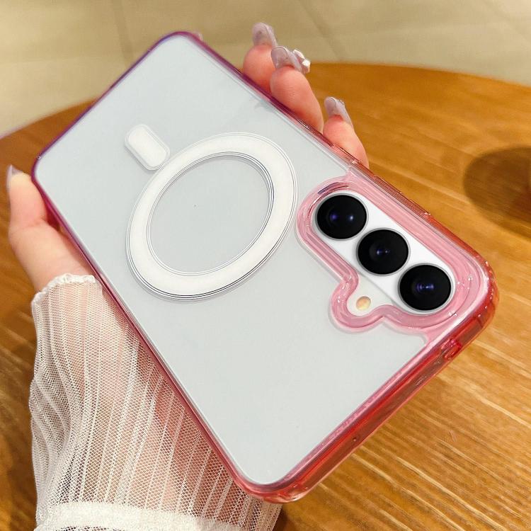 For Samsung Galaxy S26 5G Contrast Color Gradient Transparent MagSafe Phone Case(Purple Pink + Light Purple)