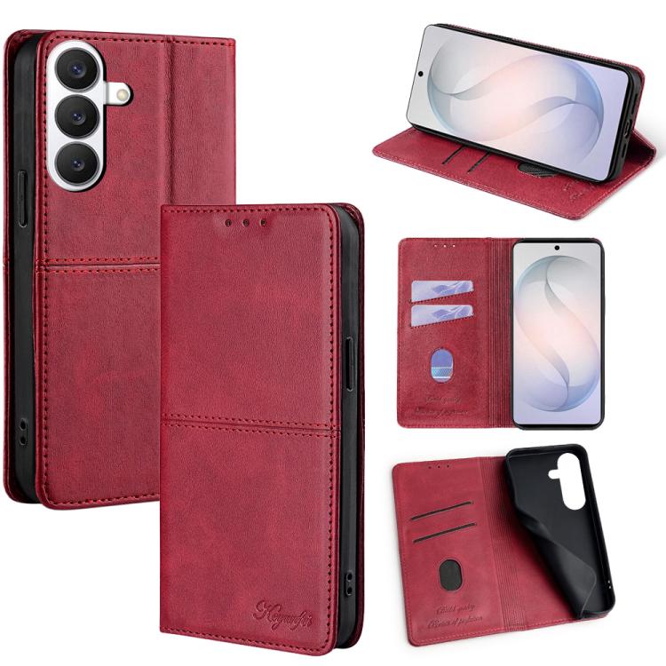 For Samsung Galaxy S26 5G Cow Texture Magnetic Leather Phone Case(Red)