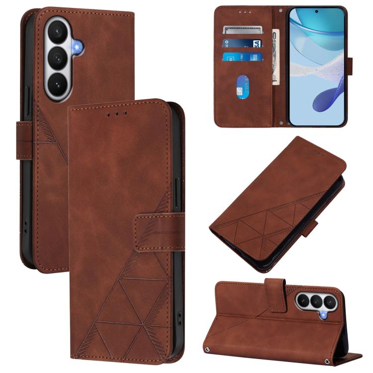 For Samsung Galaxy S26 5G Crossbody 3D Embossed Flip Leather Phone Case(Brown)
