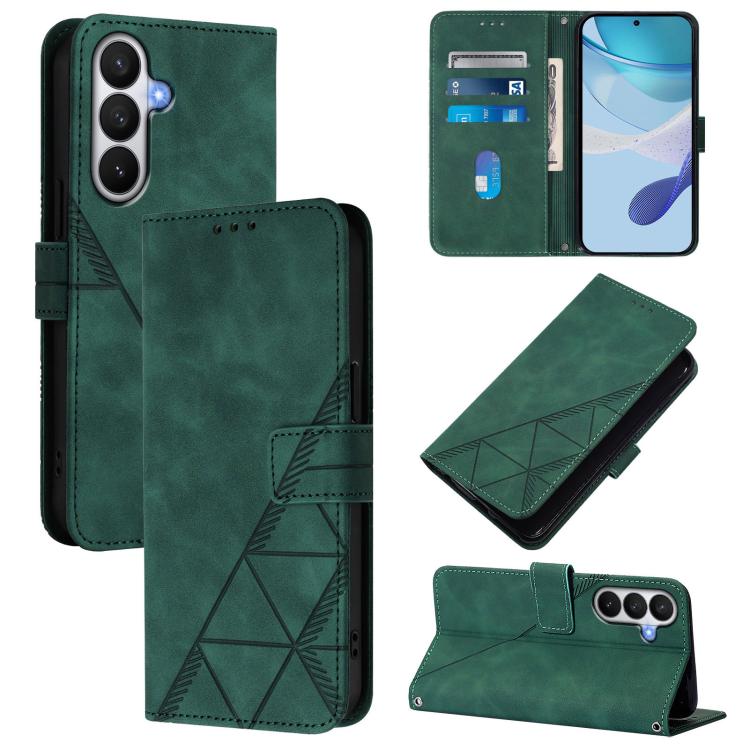 For Samsung Galaxy S26 5G Crossbody 3D Embossed Flip Leather Phone Case(Dark Green)