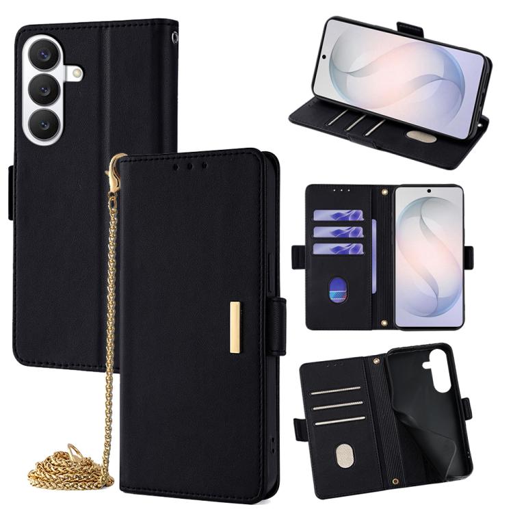 For Samsung Galaxy S26 5G Crossbody Chain Leather Phone Case(Black)