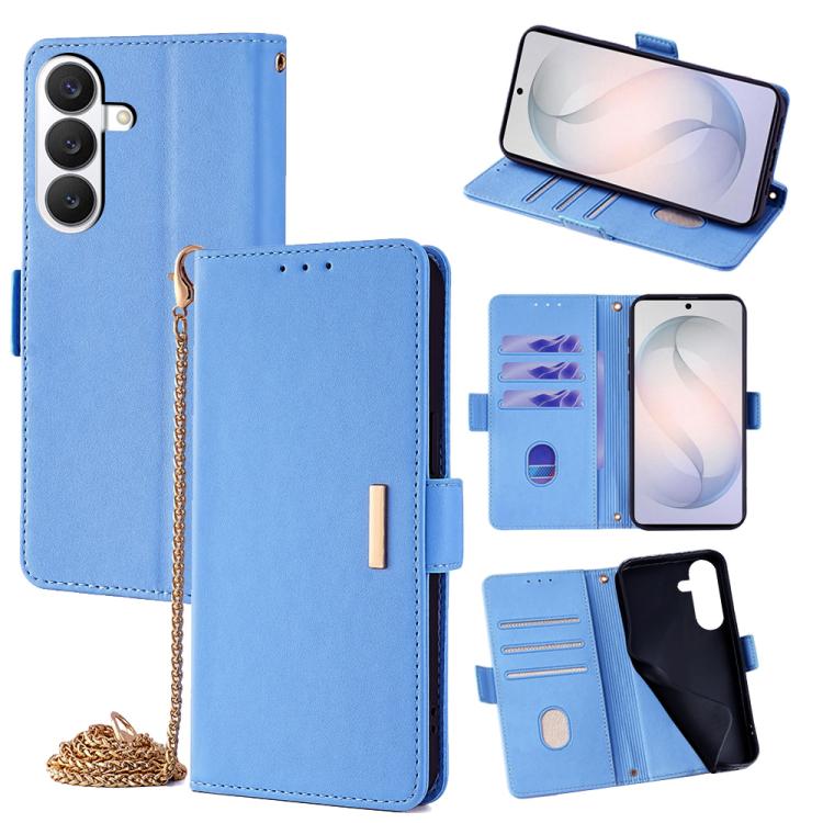 For Samsung Galaxy S26 5G Crossbody Chain Leather Phone Case(Blue)