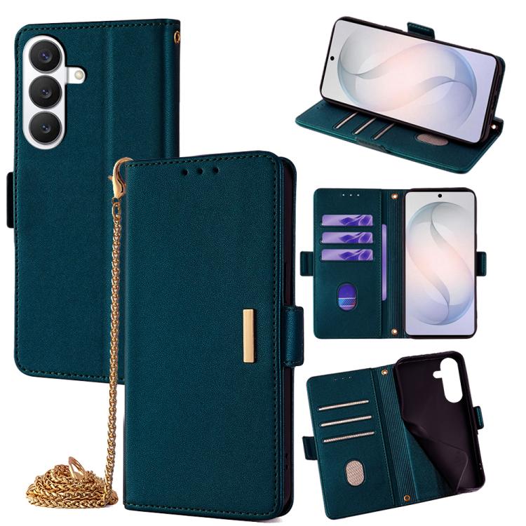 For Samsung Galaxy S26 5G Crossbody Chain Leather Phone Case(Green)